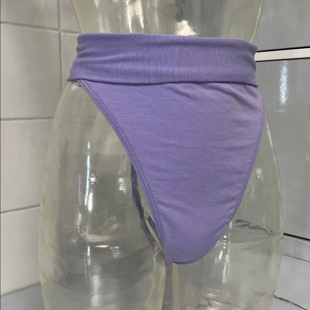 Candiotti 80s 90s Roll-Waist Thong Bodywear M NWOT Lavender - Picture 2 of 9